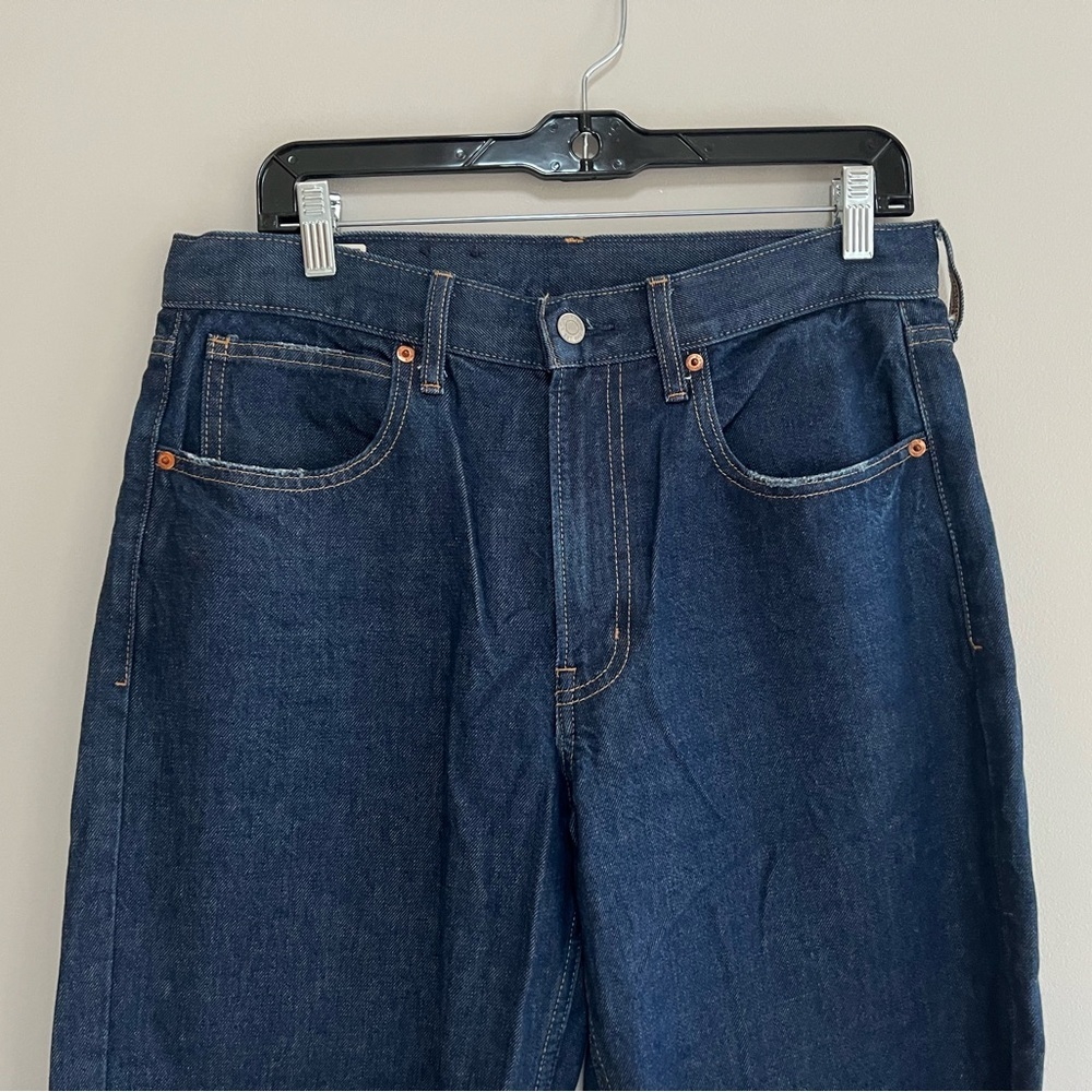 Gap Denim High Rise Barrel Ankle Length Jeans in Dark Indigo Blue, size 28/6R - Picture 4 of 12